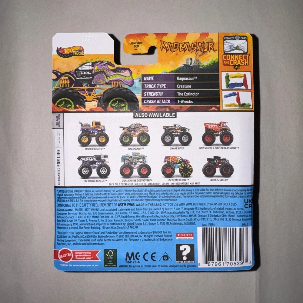 Hot Wheels Monster Trucks Rageasaur Purple Dinosaur 1:64 Die-Cast FYJ44 2024 NEW